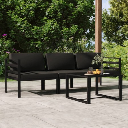 Set muebles de jardín 4 pzas y cojines aluminio gris antracita de , Conjuntos de jardín - Ref: Foro24-3107776, Precio: 544,17...