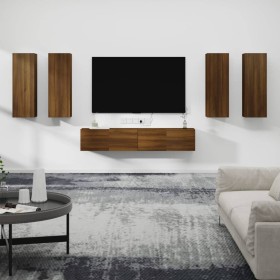 Set de muebles para TV 6 pzas madera contrachapada roble marrón de , Muebles TV - Ref: Foro24-3114349, Precio: 252,09 €, Desc...