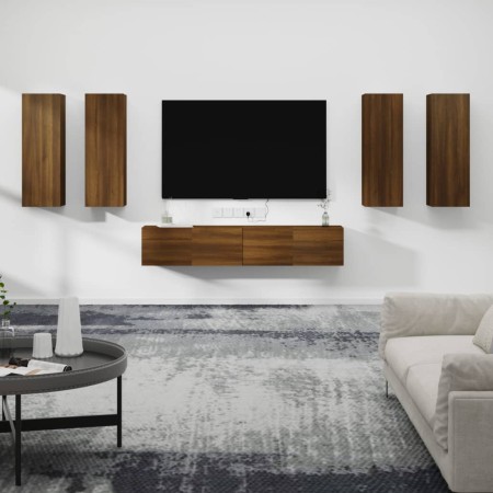 Set de muebles para TV 6 pzas madera contrachapada roble marrón de , Muebles TV - Ref: Foro24-3114349, Precio: 252,09 €, Desc...