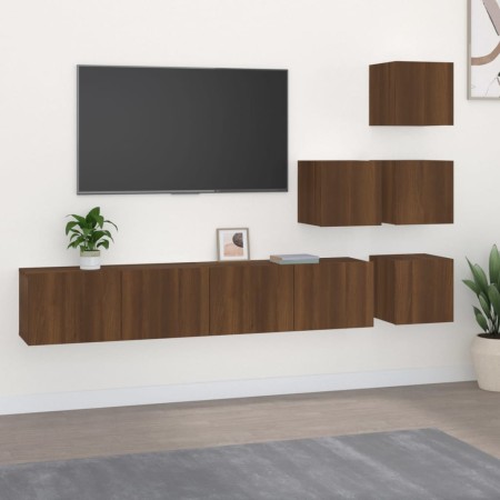 Mueble de pared para TV madera contrachapada roble marrón de , Muebles TV - Ref: Foro24-3114581, Precio: 161,04 €, Descuento: %