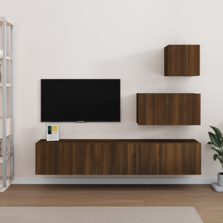 Set de muebles para TV 4 pzas madera contrachapada marrón roble de , Muebles TV - Ref: Foro24-3114645, Precio: 140,60 €, Desc...