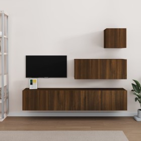 Set de muebles para TV 4 pzas madera contrachapada marrón roble de , Muebles TV - Ref: Foro24-3114653, Precio: 154,59 €, Desc...