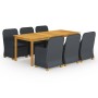 Juego de comedor para jardín de 7 piezas gris oscuro de vidaXL, Conjuntos de jardín - Ref: Foro24-3067938, Precio: 886,42 €, ...