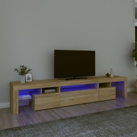Mueble de TV con luces LED roble Sonoma 215x36,5x40 cm de , Muebles TV - Ref: Foro24-3152796, Precio: 154,67 €, Descuento: %