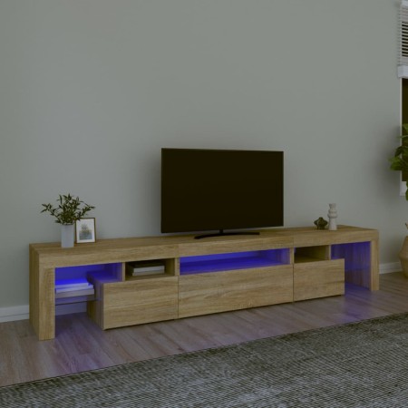 Mueble de TV con luces LED roble Sonoma 215x36,5x40 cm de , Muebles TV - Ref: Foro24-3152796, Precio: 154,67 €, Descuento: %