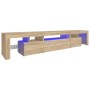 Mueble de TV con luces LED roble Sonoma 215x36,5x40 cm de , Muebles TV - Ref: Foro24-3152796, Precio: 154,67 €, Descuento: %