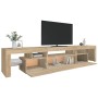 Mueble de TV con luces LED roble Sonoma 215x36,5x40 cm de , Muebles TV - Ref: Foro24-3152796, Precio: 154,67 €, Descuento: %