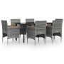 Juego de comedor de jardín 7 piezas con cojines gris y negro de , Conjuntos de jardín - Ref: Foro24-3156637, Precio: 471,28 €...