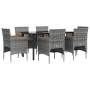 Juego de comedor de jardín 7 piezas con cojines gris y negro de , Conjuntos de jardín - Ref: Foro24-3156637, Precio: 471,28 €...