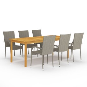 Juego de comedor para jardín de 7 piezas gris de vidaXL, Conjuntos de jardín - Ref: Foro24-3067879, Precio: 491,05 €, Descuen...