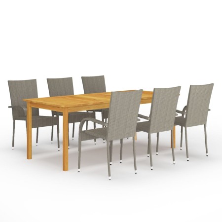 Juego de comedor para jardín de 7 piezas gris de vidaXL, Conjuntos de jardín - Ref: Foro24-3067879, Precio: 491,05 €, Descuen...