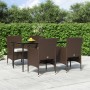 Juego de comedor de jardín 5 piezas con cojines marrón y negro de , Conjuntos de jardín - Ref: Foro24-3156628, Precio: 390,61...