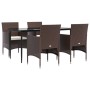 Juego de comedor de jardín 5 piezas con cojines marrón y negro de , Conjuntos de jardín - Ref: Foro24-3156628, Precio: 390,61...