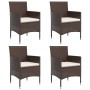 Juego de comedor de jardín 5 piezas con cojines marrón y negro de , Conjuntos de jardín - Ref: Foro24-3156628, Precio: 390,61...