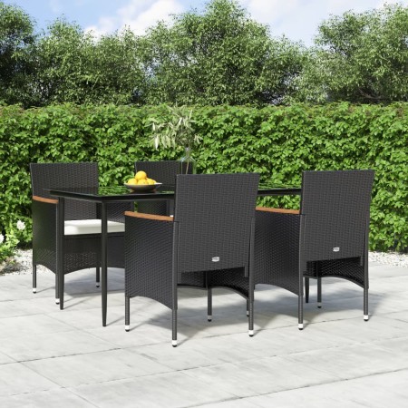 Juego de comedor de jardín 5 piezas con cojines negro de , Conjuntos de jardín - Ref: Foro24-3156640, Precio: 343,79 €, Descu...