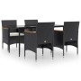 Juego de comedor de jardín 5 piezas con cojines negro de , Conjuntos de jardín - Ref: Foro24-3156640, Precio: 343,79 €, Descu...