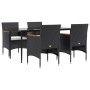Juego de comedor de jardín 5 piezas con cojines negro de , Conjuntos de jardín - Ref: Foro24-3156640, Precio: 343,79 €, Descu...