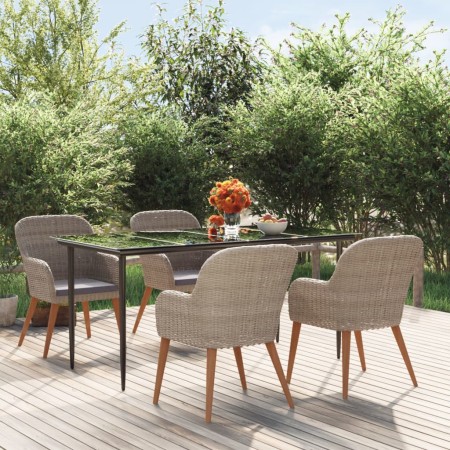 Juego de comedor de jardín 5 piezas con cojines marrón de , Conjuntos de jardín - Ref: Foro24-3156730, Precio: 623,30 €, Desc...