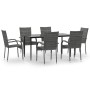 Juego de comedor de jardín 7 piezas ratán sintético gris de , Conjuntos de jardín - Ref: Foro24-3156677, Precio: 403,80 €, De...