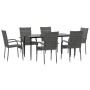 Juego de comedor de jardín 7 piezas ratán sintético gris de , Conjuntos de jardín - Ref: Foro24-3156677, Precio: 403,80 €, De...
