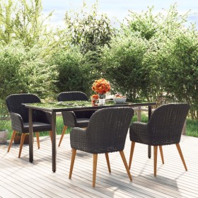 Juego de comedor de jardín 5 piezas con cojines negro de , Conjuntos de jardín - Ref: Foro24-3156718, Precio: 541,98 €, Descu...