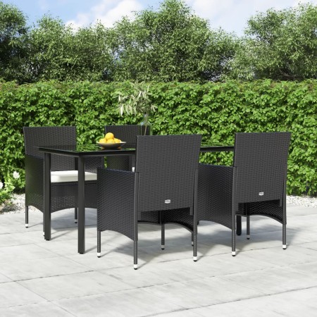 Juego de comedor de jardín 5 piezas con cojines negro de , Conjuntos de jardín - Ref: Foro24-3156600, Precio: 339,97 €, Descu...