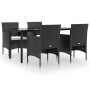 Juego de comedor de jardín 5 piezas con cojines negro de , Conjuntos de jardín - Ref: Foro24-3156600, Precio: 339,97 €, Descu...