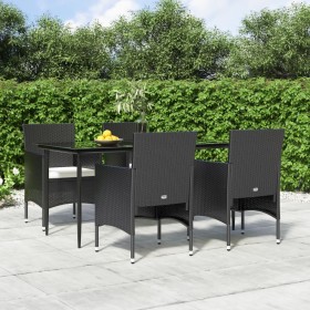 Juego de comedor de jardín 5 piezas con cojines negro de , Conjuntos de jardín - Ref: Foro24-3156616, Precio: 348,60 €, Descu...