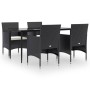 Juego de comedor de jardín 5 piezas con cojines negro de , Conjuntos de jardín - Ref: Foro24-3156616, Precio: 348,60 €, Descu...