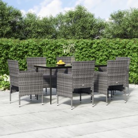 Juego de comedor de jardín 7 piezas con cojines gris y negro de , Conjuntos de jardín - Ref: Foro24-3156621, Precio: 473,57 €...