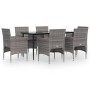 Juego de comedor de jardín 7 piezas con cojines gris y negro de , Conjuntos de jardín - Ref: Foro24-3156621, Precio: 473,57 €...