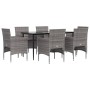 Juego de comedor de jardín 7 piezas con cojines gris y negro de , Conjuntos de jardín - Ref: Foro24-3156621, Precio: 473,57 €...