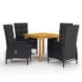 Juego de comedor de jardín de 5 piezas negro de vidaXL, Conjuntos de jardín - Ref: Foro24-3067682, Precio: 577,53 €, Descuent...