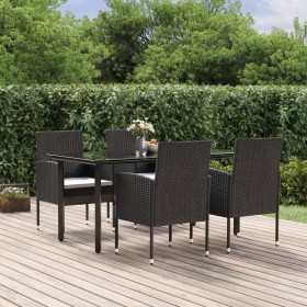 Set de muebles jardín 5 pzas con cojines ratán sintético negro de , Conjuntos de jardín - Ref: Foro24-3156766, Precio: 303,98...