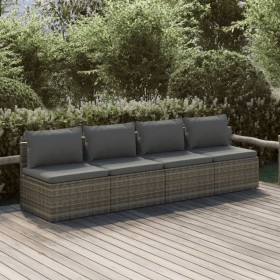 Set de muebles de jardín 4 pzas y cojines ratán sintético gris de , Conjuntos de jardín - Ref: Foro24-3157369, Precio: 354,94...