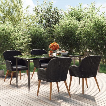 Juego de comedor de jardín 5 piezas con cojines negro de , Conjuntos de jardín - Ref: Foro24-3156726, Precio: 543,53 €, Descu...