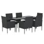 Set de comedor de jardín 7 pzas y cojines ratán sintético negro de , Conjuntos de jardín - Ref: Foro24-3156779, Precio: 404,2...