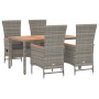 Set comedor de jardín 5 piezas con cojines ratán sintético gris de , Conjuntos de jardín - Ref: Foro24-3157549, Precio: 675,7...