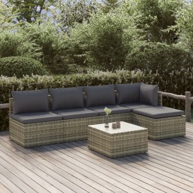 Set de muebles de jardín 6 pzas y cojines ratán sintético gris de , Conjuntos de jardín - Ref: Foro24-3157315, Precio: 513,37...