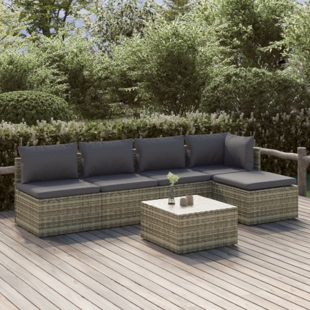 Set de muebles de jardín 6 pzas y cojines ratán sintético gris de , Conjuntos de jardín - Ref: Foro24-3157315, Precio: 513,37...