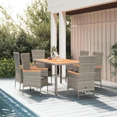 Set comedor jardín 7 pzas y cojines ratán sintético gris de , Conjuntos de jardín - Ref: Foro24-3157540, Precio: 689,93 €, De...