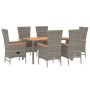 Set comedor jardín 7 pzas y cojines ratán sintético gris de , Conjuntos de jardín - Ref: Foro24-3157540, Precio: 689,93 €, De...