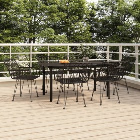 Juego de comedor de jardín 7 piezas ratán sintético negro de , Conjuntos de jardín - Ref: Foro24-3157870, Precio: 563,98 €, D...