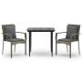 Set comedor jardín 3 pzas y cojines ratán sintético negro gris de , Conjuntos de jardín - Ref: Foro24-3185101, Precio: 208,89...