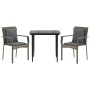 Set comedor jardín 3 pzas y cojines ratán sintético negro gris de , Conjuntos de jardín - Ref: Foro24-3185101, Precio: 208,89...