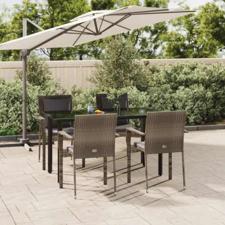 Set comedor jardín 5 pzas y cojines ratán sintético negro gris de , Conjuntos de jardín - Ref: Foro24-3185115, Precio: 392,35...