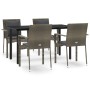 Set comedor jardín 5 pzas y cojines ratán sintético negro gris de , Conjuntos de jardín - Ref: Foro24-3185115, Precio: 392,35...