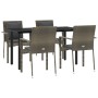 Set comedor jardín 5 pzas y cojines ratán sintético negro gris de , Conjuntos de jardín - Ref: Foro24-3185115, Precio: 392,35...