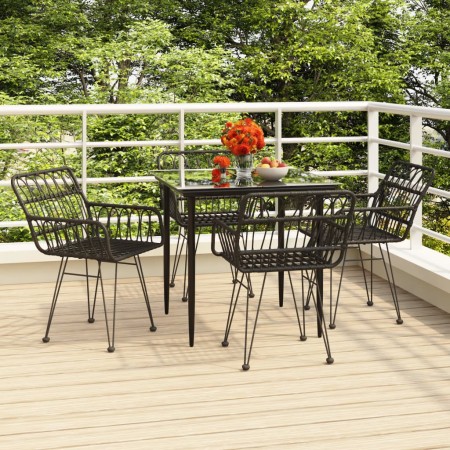 Juego de comedor de jardín 5 piezas ratán sintético negro de , Conjuntos de jardín - Ref: Foro24-3157853, Precio: 361,90 €, D...