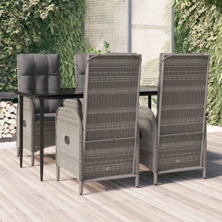 Set comedor jardín 5 pzas y cojines ratán sintético negro gris de , Conjuntos de jardín - Ref: Foro24-3185181, Precio: 633,04...